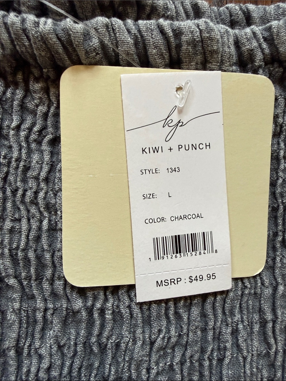 NWT! kiwi + punch Gray Two-Piece Ruffle Set - Off-Shoulder Top & Skirt, size lg - Picture 2 of 7